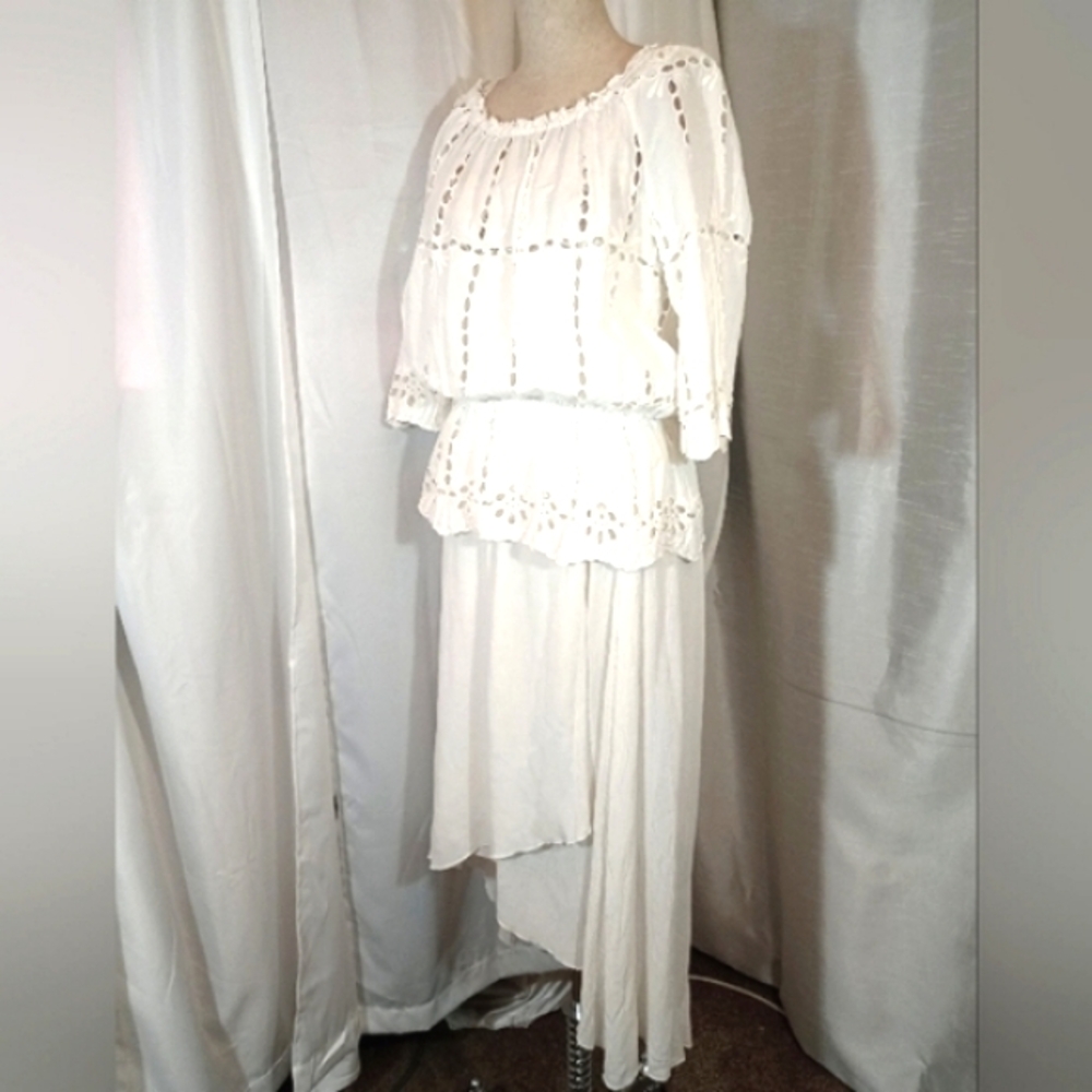 2pc: INC International Concept White Lace Top+Camisole+Asymmetricl Midi Skirt,10